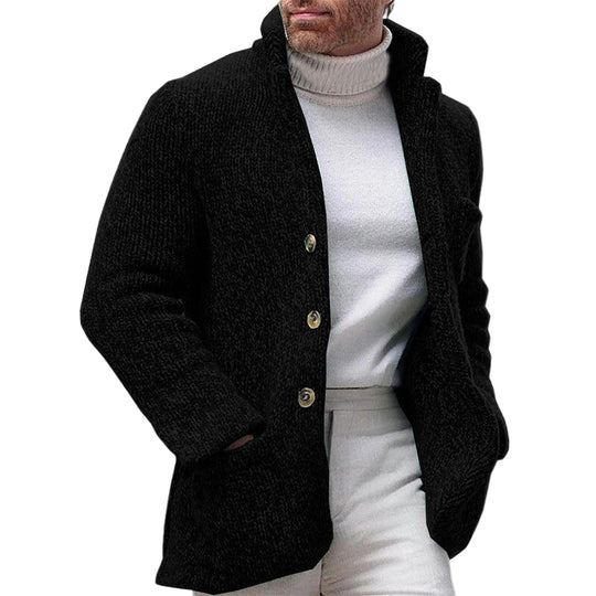 Heren Gebreide Cardigan met Chunky Textuur en Staande Kraag 4