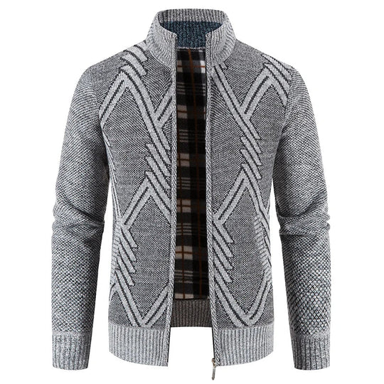 Heren Gebreide Cardigan met Patchwork Ontwerp 10