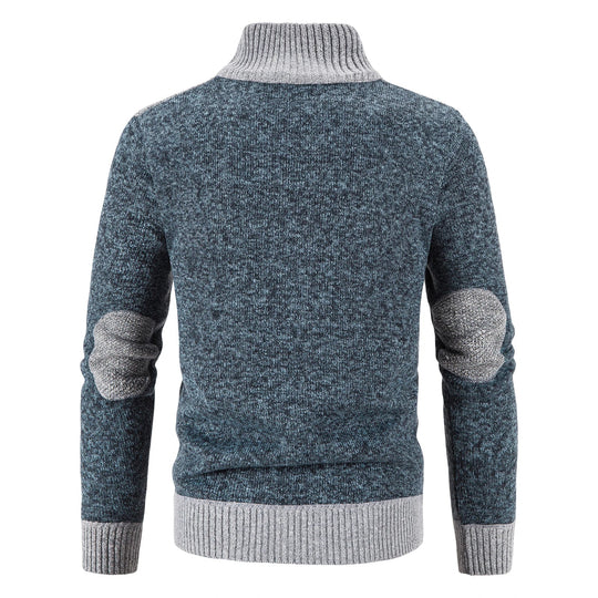 Heren Gebreide Cardigan met Patchwork Ontwerp 2