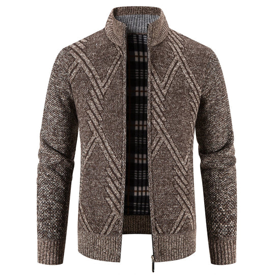 Heren Gebreide Cardigan met Patchwork Ontwerp 5