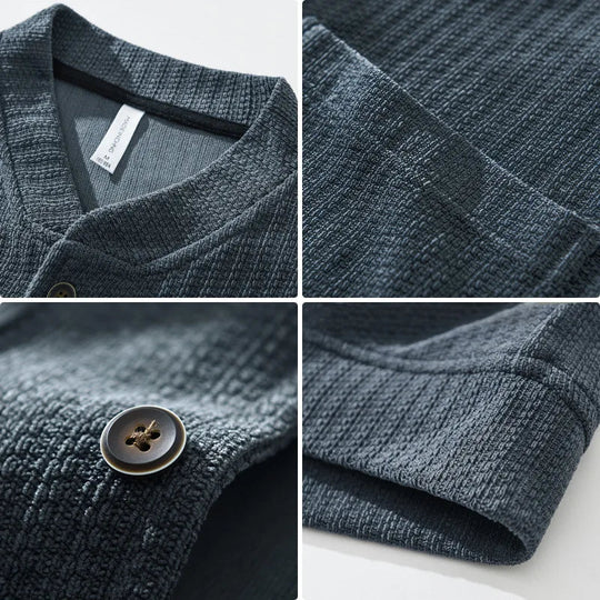 Heren Gebreide Cardigan met Textuur 6