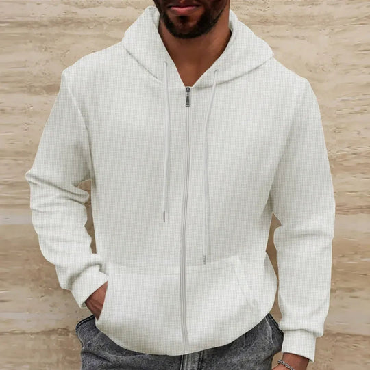 Heren Hooded Jacket Regular Fit Waffle Textuur 0