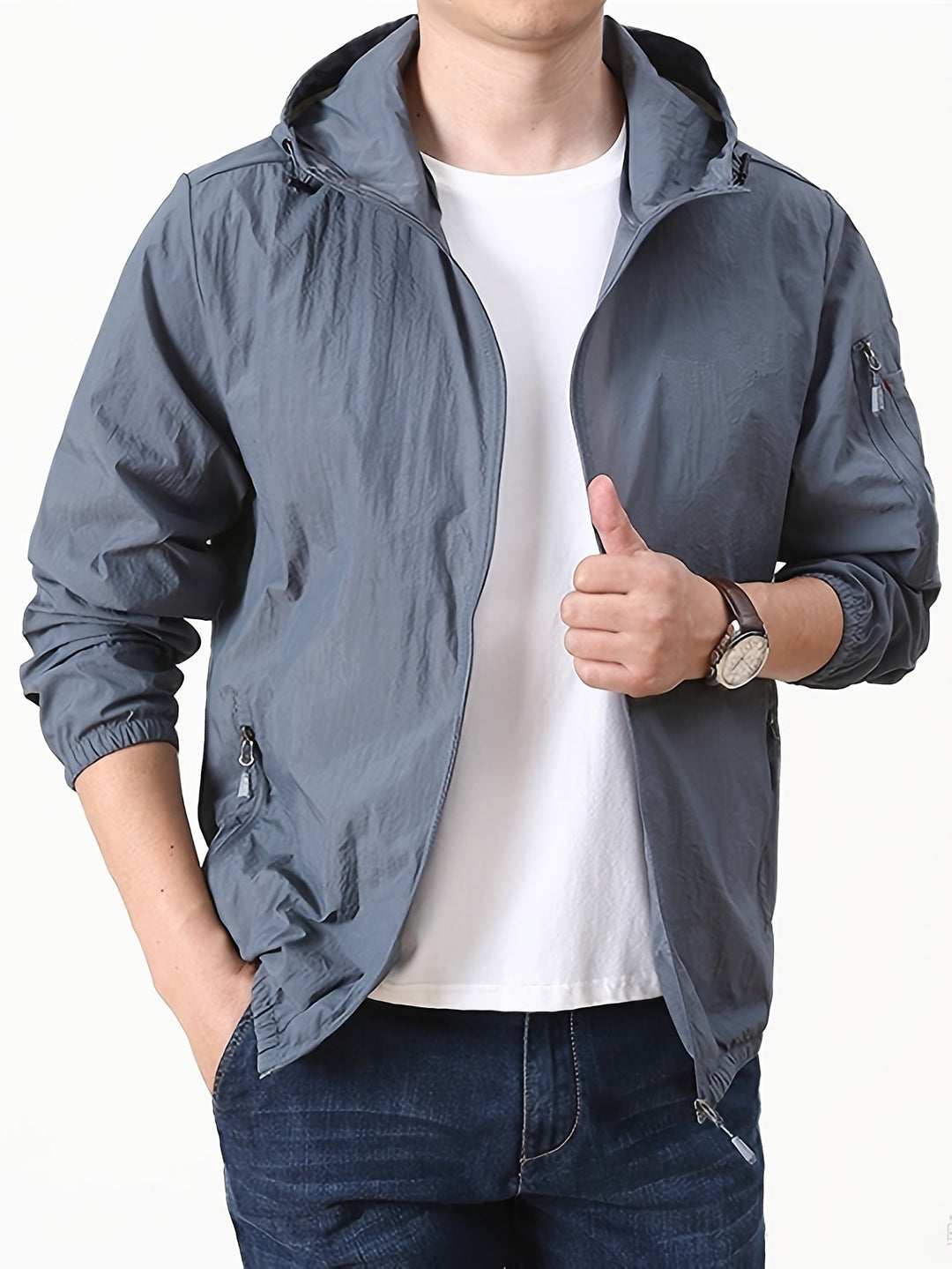 Heren Jas Outdoor Met Kap Voor Zonnige Dagen 2