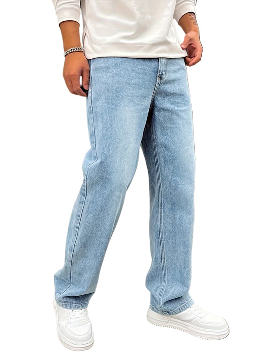 Heren Jeans Losse Snede Met Rechte Benen 0