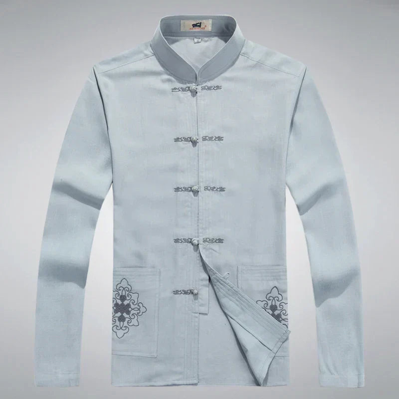 Heren Kleding Set Japanse Stijl met Lange Mouwen en Broek 2