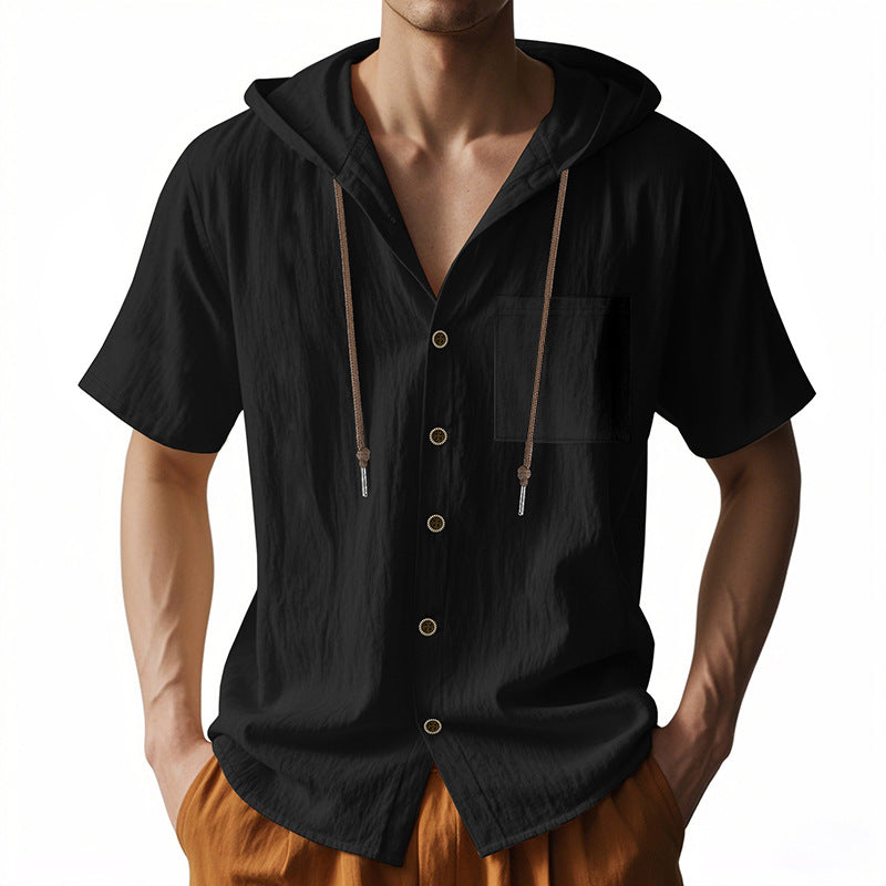 Heren Korte Mouwen Hoodie Overhemd Casual 4