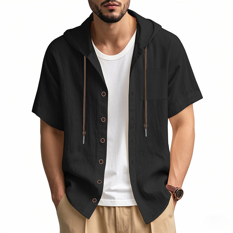 Heren Korte Mouwen Hoodie Overhemd Casual 5