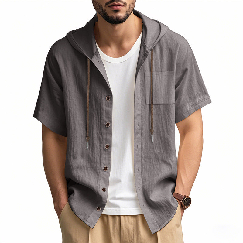 Heren Korte Mouwen Hoodie Overhemd Casual 7