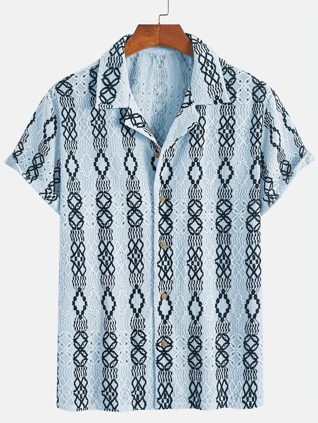 Heren Korte Mouwen Shirt Met Gebroken Patroon En Borduurwerk 7