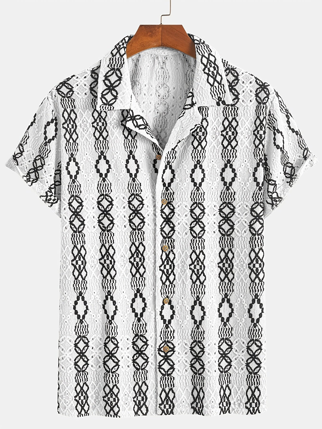 Heren Korte Mouwen Shirt Met Gebroken Patroon En Borduurwerk 8