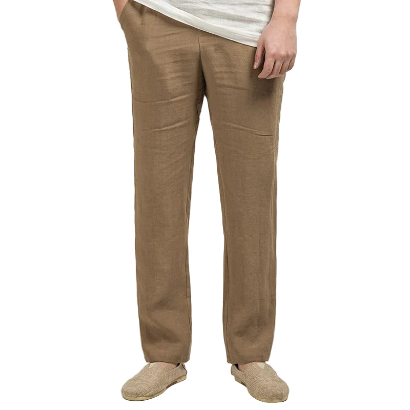 Heren Linnen Broek Relaxed Rechte Pasvorm Ademend Lichtgewicht 1