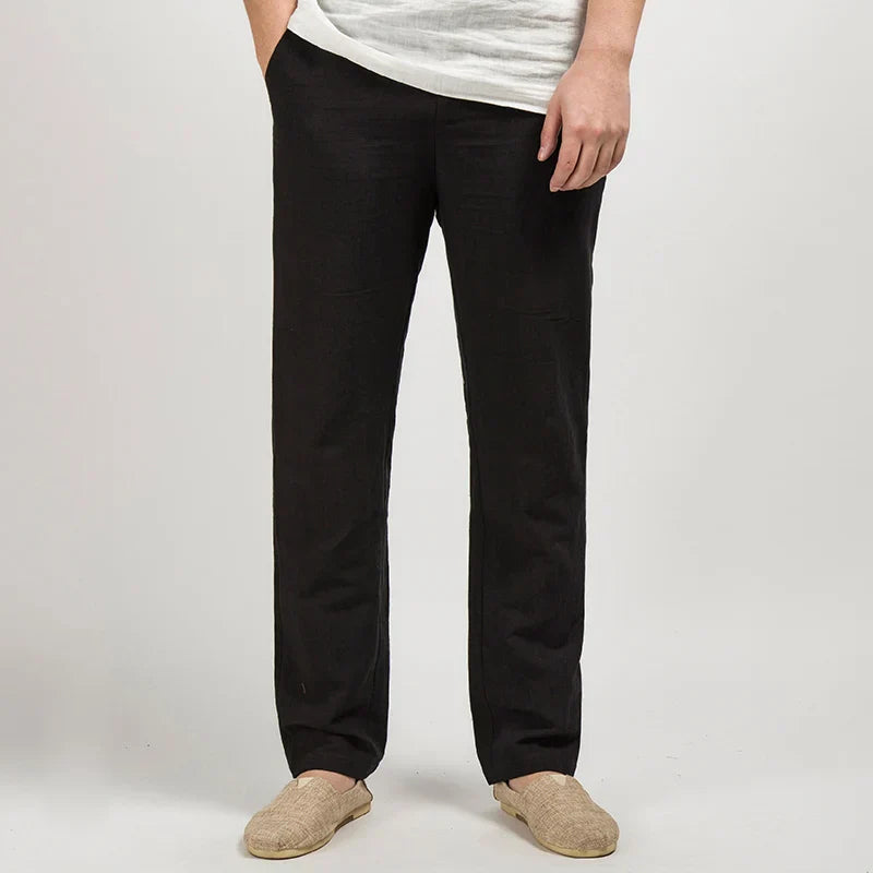 Heren Linnen Broek Relaxed Rechte Pasvorm Ademend Lichtgewicht 3