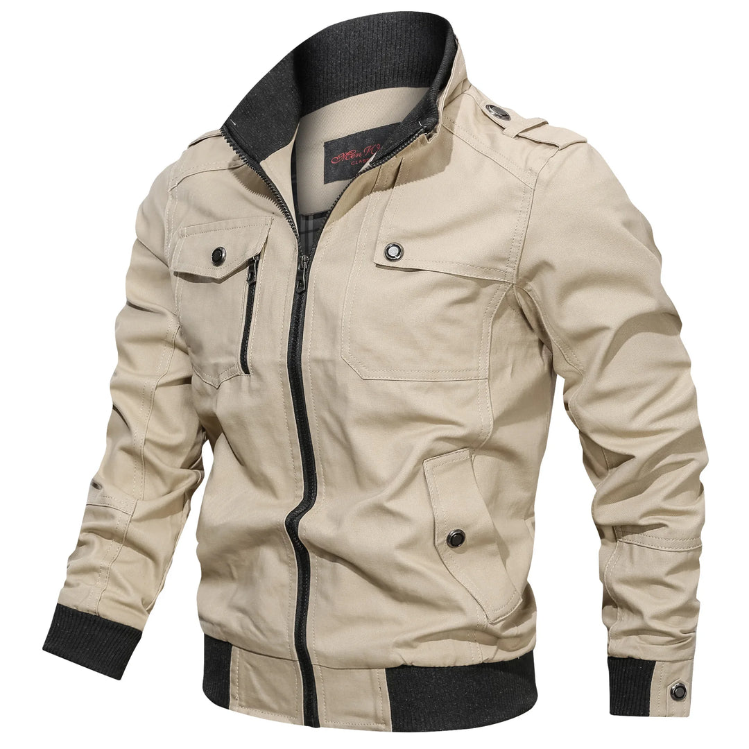 Heren Oversized Jas met Staande Kraag en Ritszakken 7