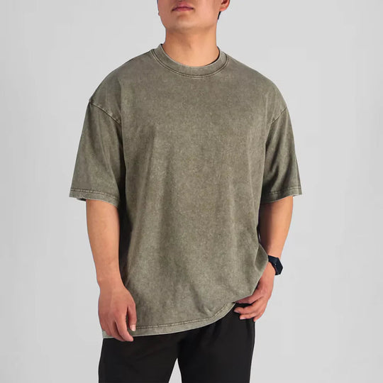 Heren Oversized T-Shirt Casual Stijl Met Vintage Waseffect 10