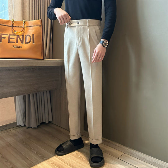 Heren Pantalon Gepaste Pasvorm Wolmix Hoge Taille 2