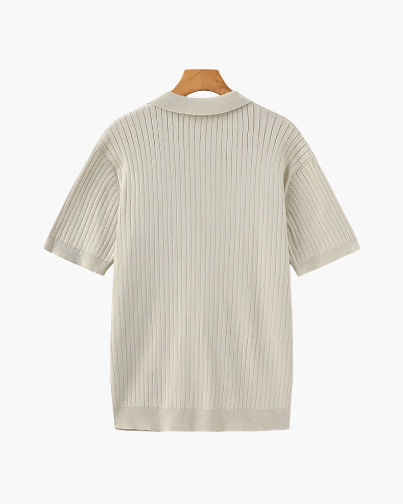Heren Poloshirt Geribbeld Casual Stijl 3