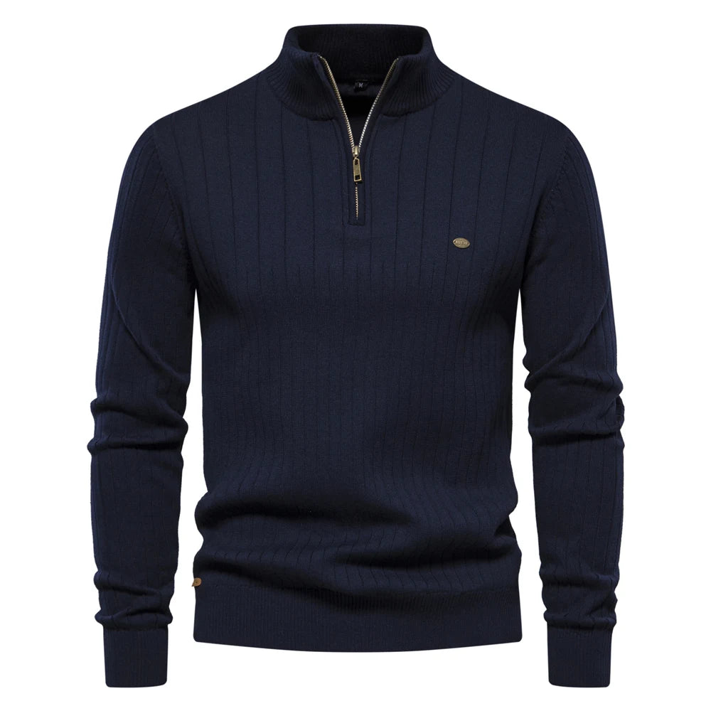 Heren Pullover Sweater Met Rits Katoen Casual Herfst 8