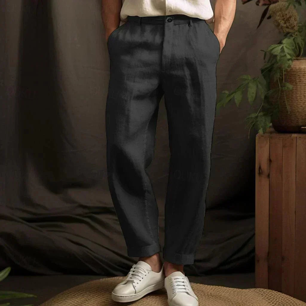 Heren Rechte Broek Relaxed Fit Linnen 2
