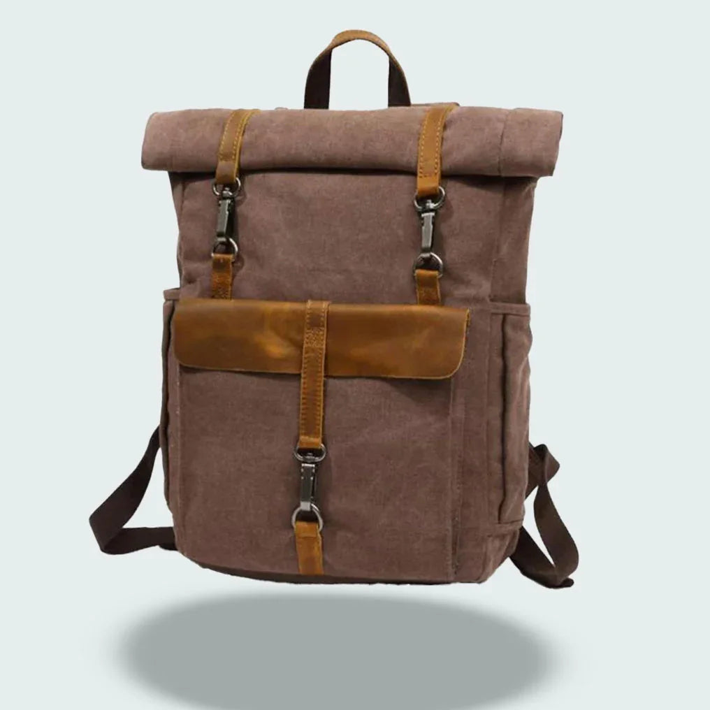 Heren Rugzak Roll Top Vintage Stijl 8