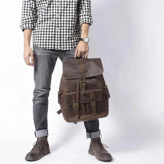Heren Rugzak Vintage Stijl met Gespriem 3