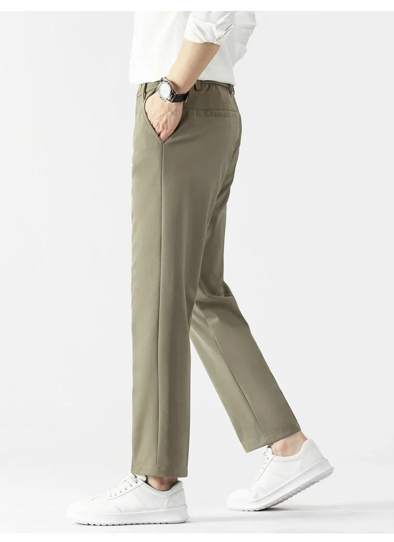 Heren Slim Fit Broek Lichtgewicht Stof Tailored Cut 4