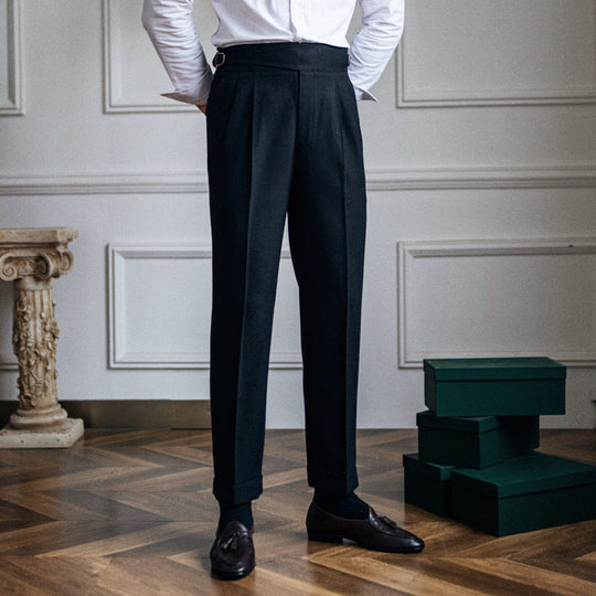 Heren Tailored Broek Flat Front Rechte Pijpen 1