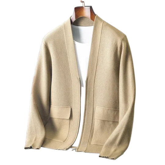 Heren Vest Gebreid Casual Stijl Met V-Hals en Voorzakken 0