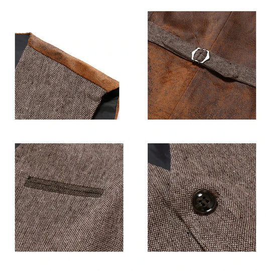 Heren Vintage V-hals Omkeerbare Vest 3