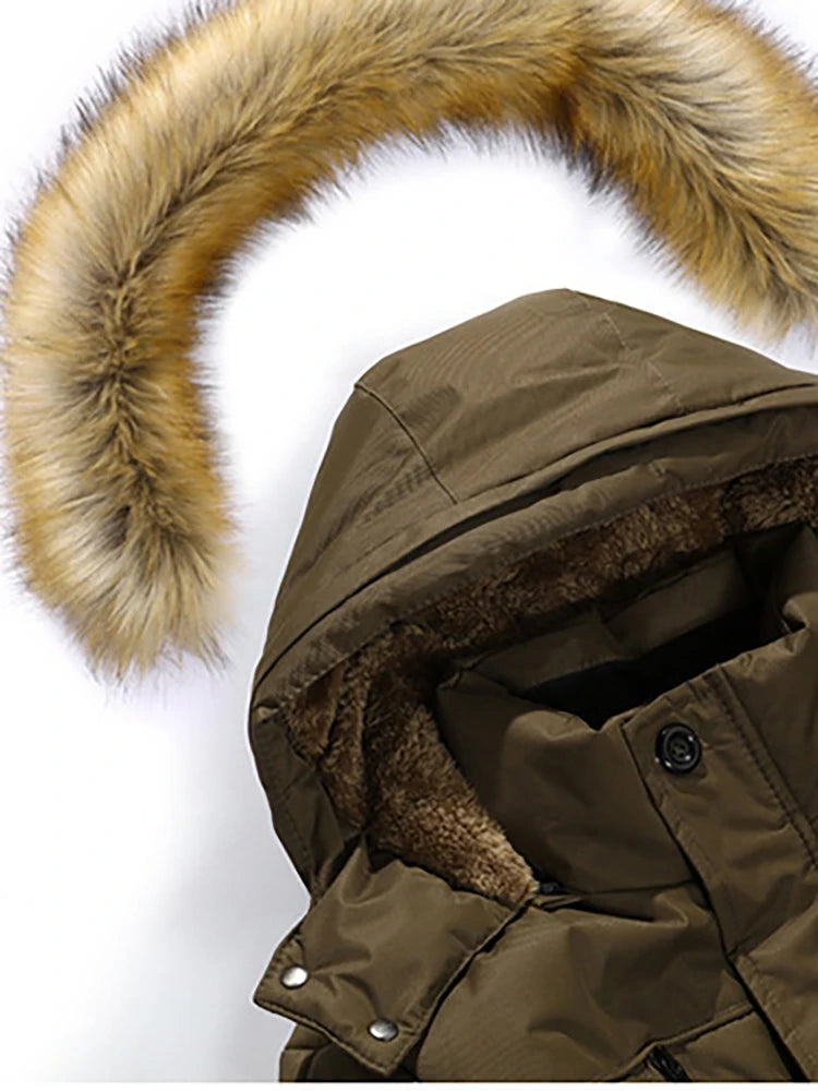 Heren Winterjas Lange Snit met Raccoon Bontkraag voor Koude Dagen 4