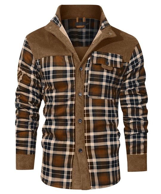 Heren Winterjas Plaid Ontwerp Met Fleece Voering 4