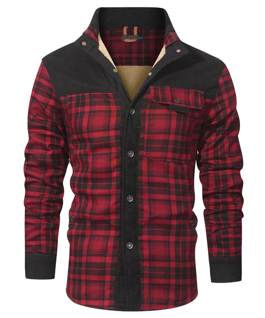 Heren Winterjas Plaid Ontwerp Met Fleece Voering 5