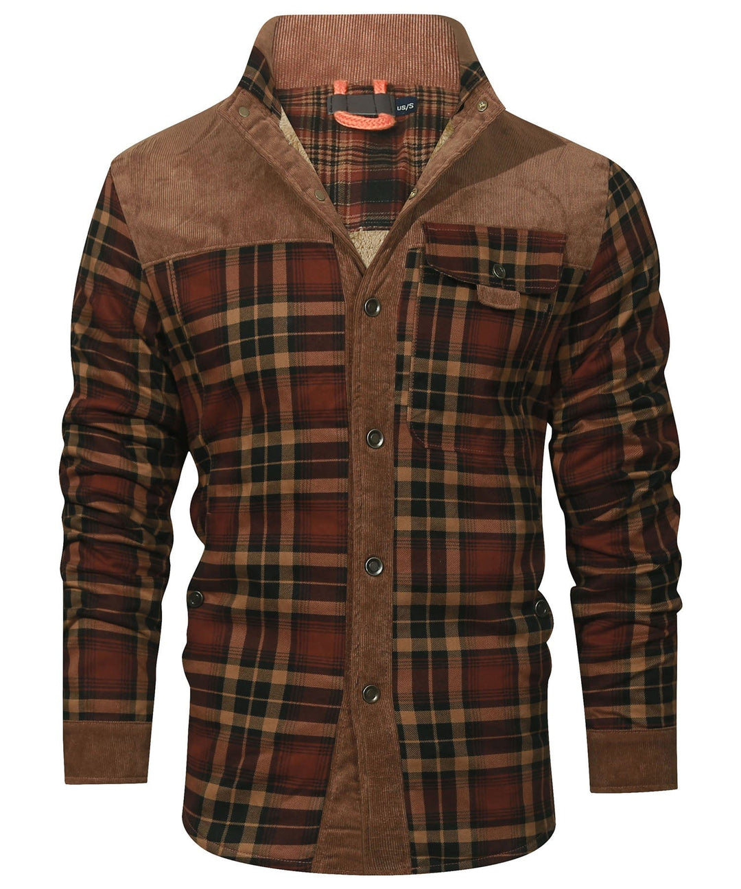 Heren Winterjas Plaid Ontwerp Met Fleece Voering 6