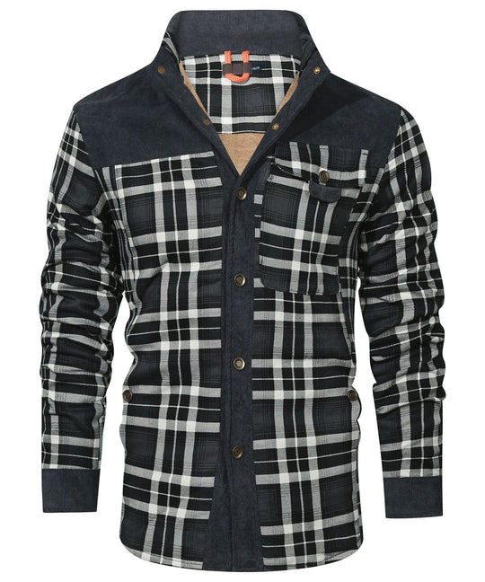 Heren Winterjas Plaid Ontwerp Met Fleece Voering 8