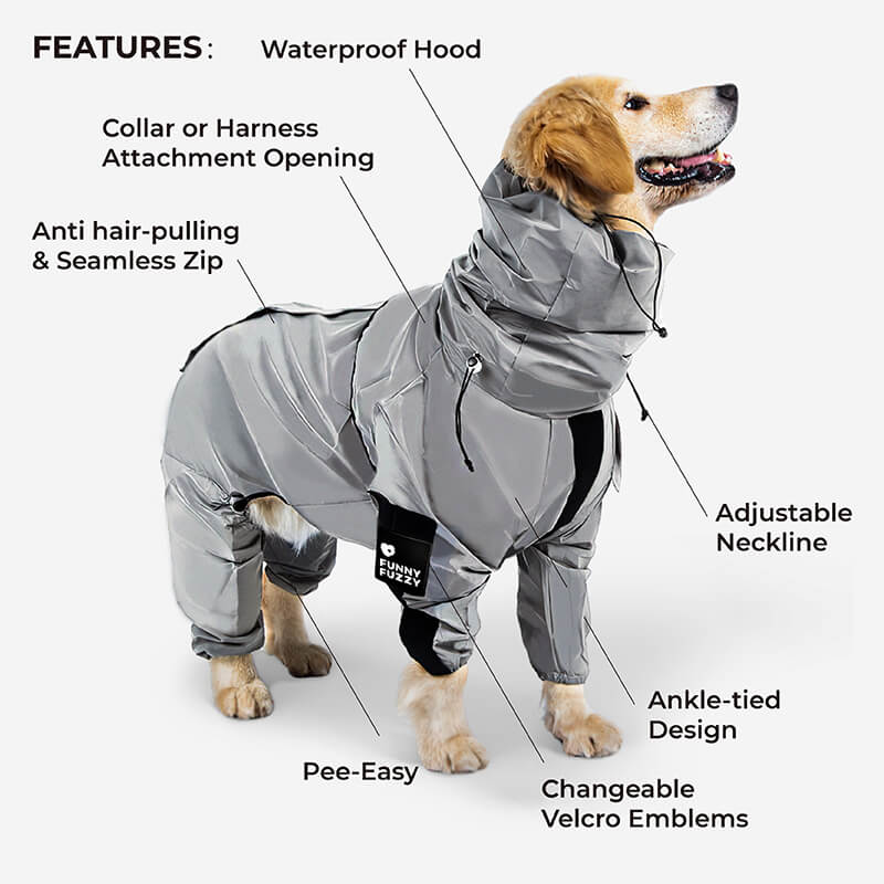 Honden Regenjas Reflecterend Waterdicht met Harnasopening 3