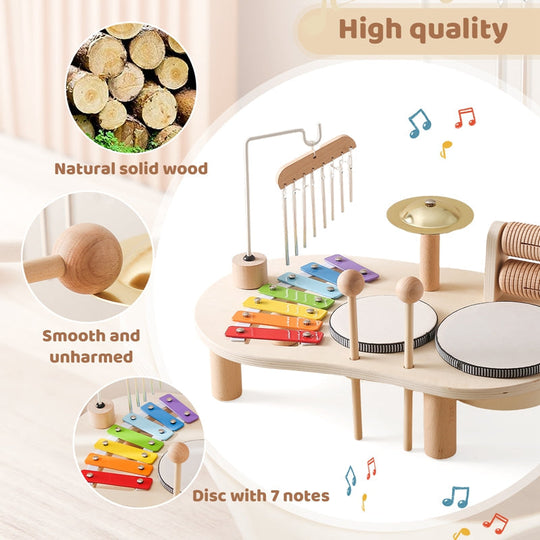 Kinderen Muziektafel Educatief Instrument met Drums en Xylofoon 3