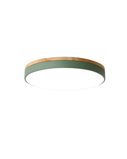 LED Plafondlamp met Natuurlijke Houtnerf en Groen Accent 8