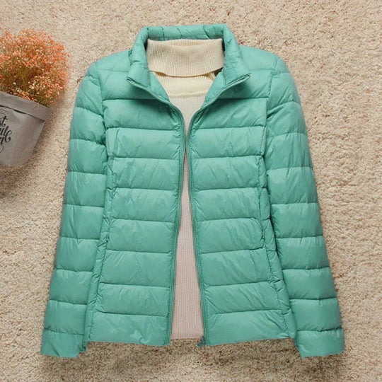 Lange Dames Jas Gewatteerd Met Regular Fit voor Lente en Herfst 0