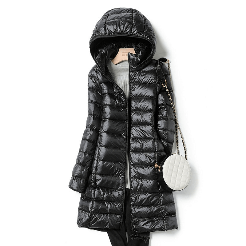 Lange Winterjas Dames Ultralicht Casual Met Lange Mouwen 1