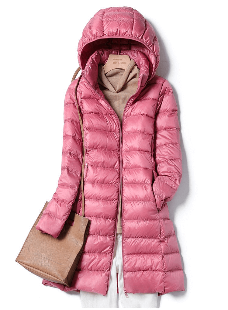 Lange Winterjas Dames Ultralicht Casual Met Lange Mouwen 2