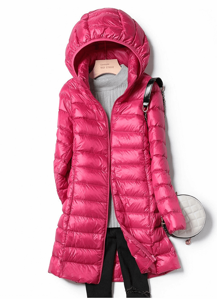 Lange Winterjas Dames Ultralicht Casual Met Lange Mouwen 4