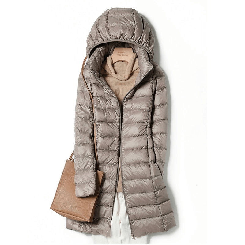 Lange Winterjas Dames Ultralicht Casual Met Lange Mouwen 6
