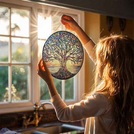 Levensboom Zonnevanger Handgemaakt Glas-in-Lood 7