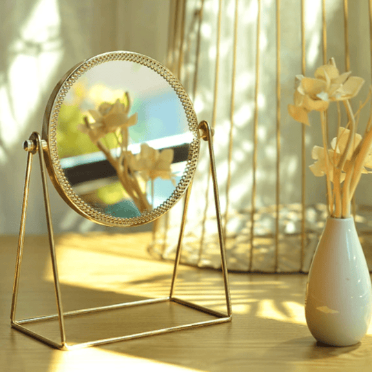 Make-up Spiegel Gouden Design met Dubbele Vergroting 0