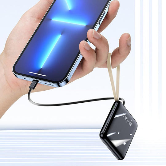 Mini Powerbank 20000 mAh Met Geïntegreerde Kabels Voor Draagbaar Opladen 5