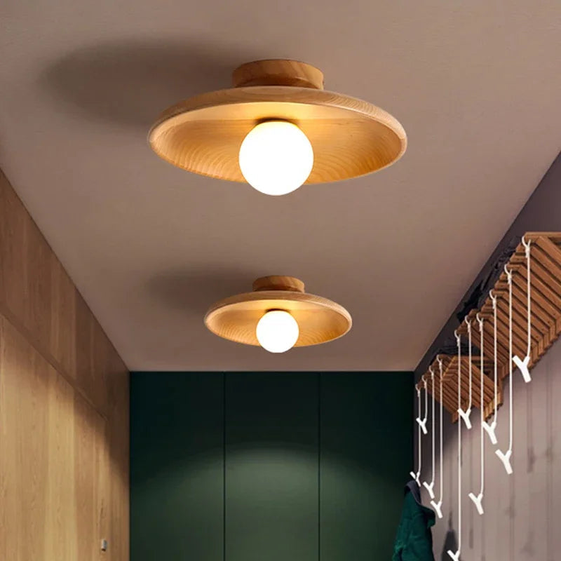 Moderne Houten Plafondlamp Bal 1