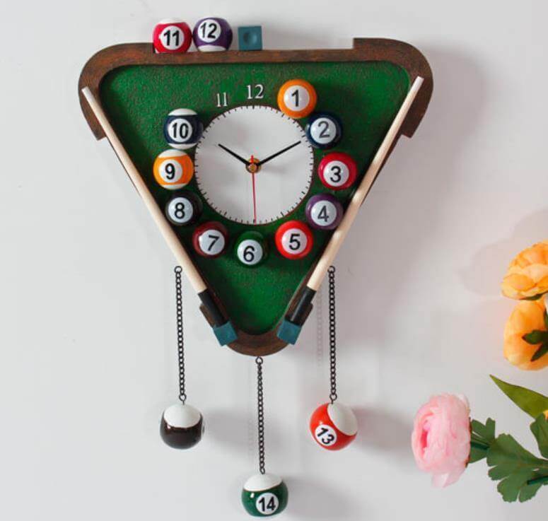 Moderne Wandklok voor Biljartliefhebbers 0