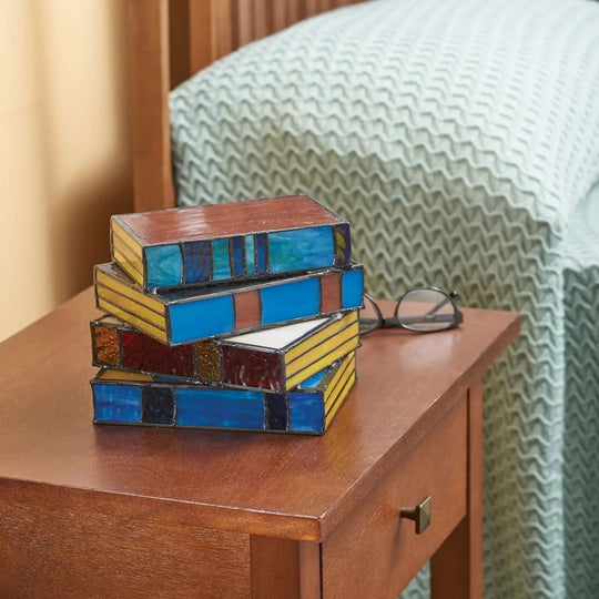 Nachtlampje Boeken Glas-in-Lood Ontwerp 1