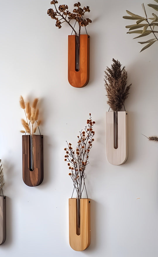 Set Wandplantenhouders Rustiek Hout 1