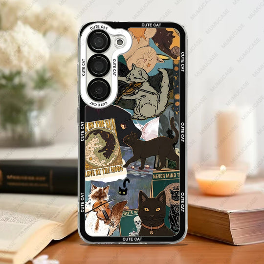Telefoon Case voor Samsung Galaxy met Kat Collage 1