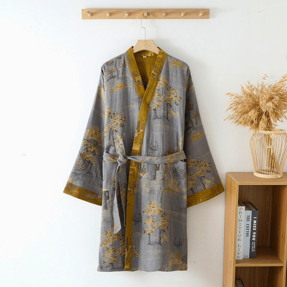 Unisex Kimono Badjas Retro Stijl voor Thuis en Spa 2